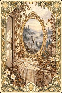 死神のアイボリー。中央の鏡に色が映る絵