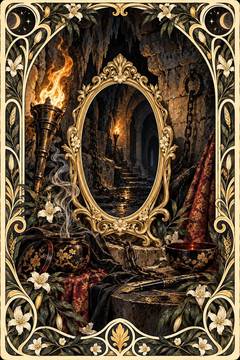 悪魔のブラック。中央の鏡に色が映る絵