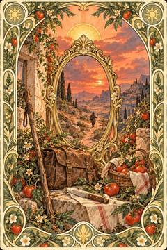 愚者のトマト。中央の鏡に色が映る絵