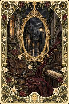 魔術師のブラック。中央の鏡に色が映る絵