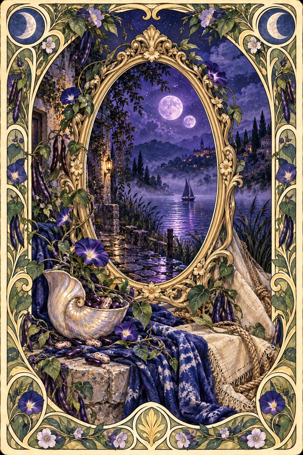 La Luna, Índigo. El color aparece en el espejo del centro.