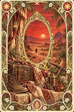 太陽のファイアブリック。中央の鏡に色が映る絵