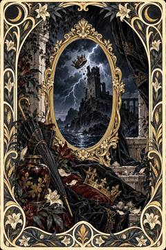 塔のブラック。中央の鏡に色が映る絵