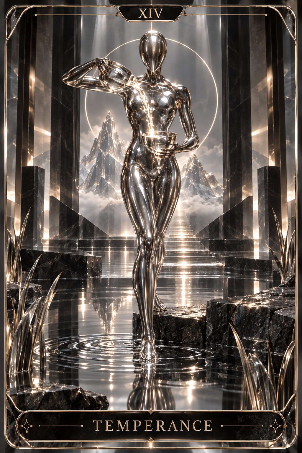 ガラス・クローム彫刻の節制