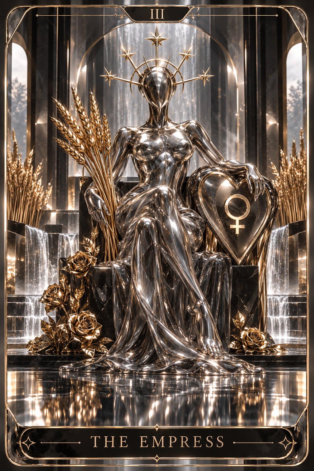 ガラス・クローム彫刻の女帝
