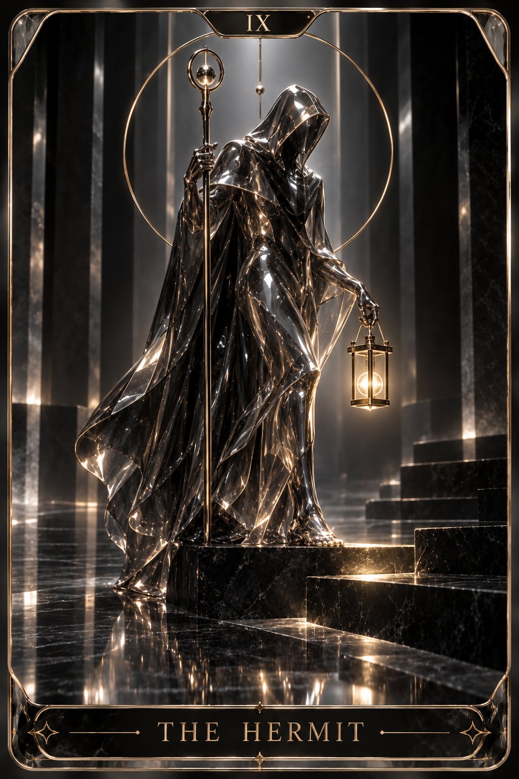 ガラス・クローム彫刻の隠者