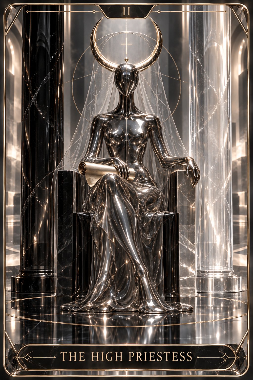 ガラス・クローム彫刻の女教皇