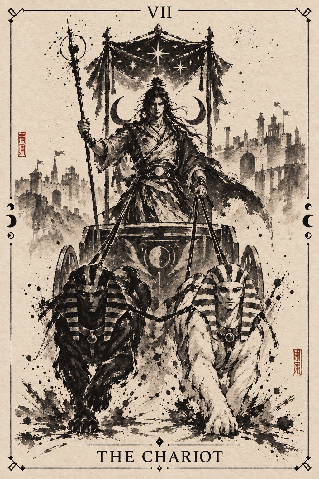 水墨画の戦車
