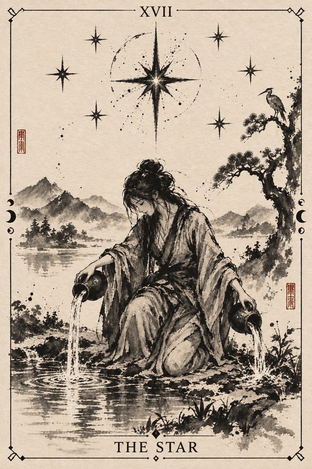 水墨画の星