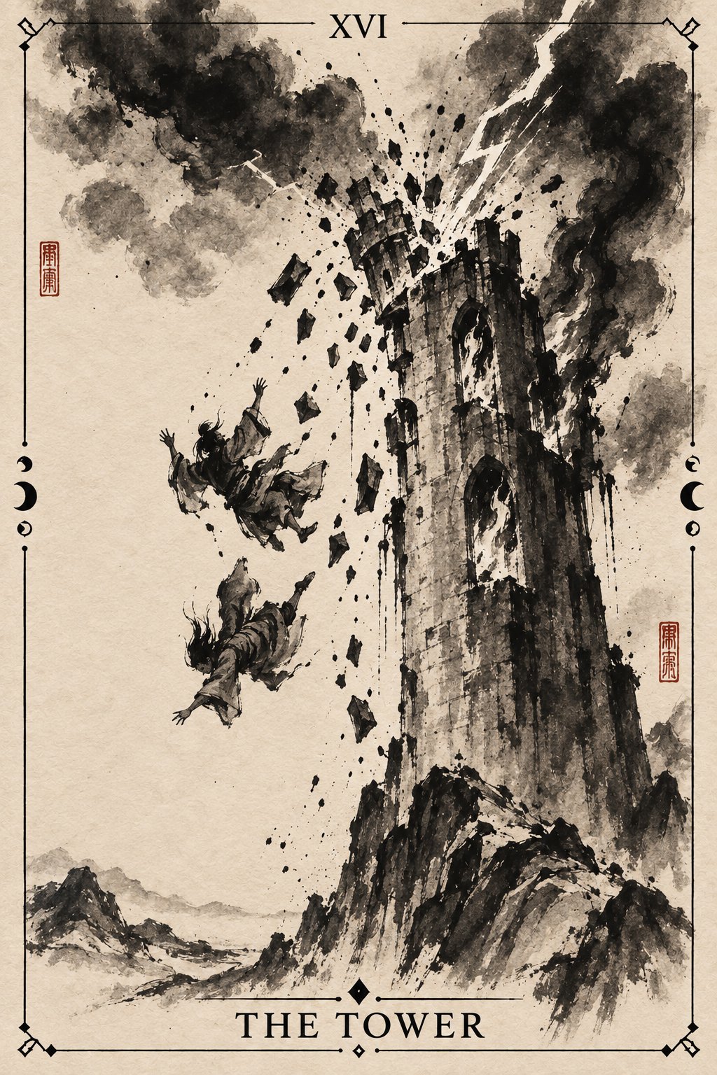 水墨画の塔